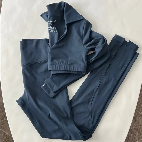 SET Active 2 Piece Luxform Workout Set - Longsleeve Bra & Leggings River Blue S - Picture 5 of 10